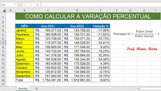 Como calcular a Variação Percentual em Porcentagem no Excel  Muito fácil [upl. by Acirfa]