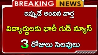 విద్యార్థులకు గుడ్ న్యూస్ రేపటి నుంచి 3 రోజులు సెలవలు  3 days school holidays update [upl. by Demeter]