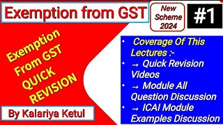 1GST RevisionExemption Of GST Chapter 3GST ICAI Module QuestionCA Inter GST Revision MayNov 24 [upl. by Eneroc246]