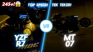 YZF R7 VS MT 07  TOP SPEED  TEK TEKER  RimeMotovlog [upl. by Ainod]