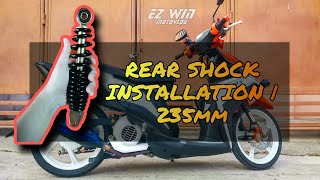 REAR SHOCK 235mm na pang yamaha Jog  Kinabit ko sa Mio i 125 [upl. by Ayocat]