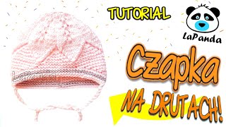 CZAPKA NA DRUTACH DLA NIEMOWLAKA 12 Jak zrobić  LaPanda EASY KNITTED BABY HAT [upl. by Auqemahs271]