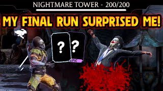 MK Mobile My Nightmare Tower Final Run HUGE SURPRISE Kabal is Actually AMAZING [upl. by Fredia]