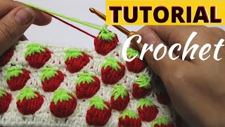 🍓Aprende Aplicar el Punto Fresas 🍓 Puntada a Crochet Paso a Paso Crochet Feliz 🍓😃 [upl. by Neetsyrk634]