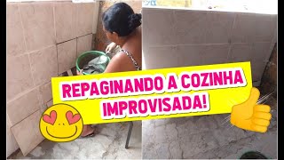 REPAGINANDO A COZINHA IMPROVISADA COM SOBRAS DE PISOS [upl. by Halette]