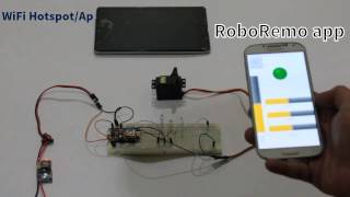 Control ServomotorLeds from WiFiInternet Esp8266RoboRemo [upl. by Yablon]