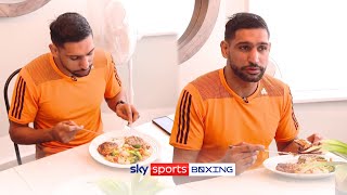 What do boxers eat during training camp 🍲  More from inside Amir Khans Colorado training camp [upl. by Nishom]