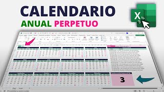 CALENDARIO Anual PERPETUO en Excel Automatizado con Eventos [upl. by Dlaner771]