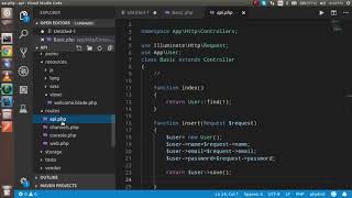 laravel api tutorial  4 How to make Post Api [upl. by Ahsinid]