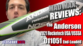 Closeoutbatscom Anderson Rocketech End Loaded Slowpitch Bat USAUSSSA 011051 2021 Tech [upl. by Nojad]