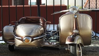 Vespa Sidecar Tuning  Faro Bajo Lambretta LD Entrevista Historia Mallorca en Motorvlog 40 [upl. by Annahahs]