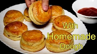 Chicken Patties Recipe With Homemade Dough  Chicken Puff Pastry Recipe by Kitchen With Amna [upl. by Mickey883]