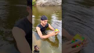 part 2 cube solved underwater ❤️😀 experiment cubemonster motivation funny fishing funchallenge [upl. by Jarek]