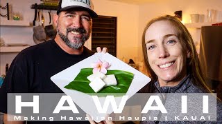 Making Hawaiian Haupia  Luau Dessert  KAUAI HAWAII Vacation Tips [upl. by Oxley226]