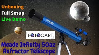 Meade Infinity 50AZ Refractor Telescope Unboxing full setup moon saturn meadetelescope jupiter [upl. by Nelrsa]