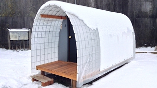 Construction of homeless sleeping pod using plastic Conestoga sheet technique that works [upl. by Sessylu]