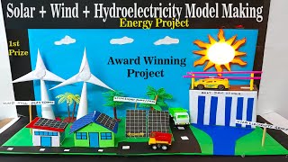 solar energy  wind turbine and hydropower working model park science project exhibition diypandit [upl. by Ydnolem]