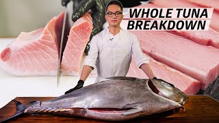 How a Master Sushi Chef Butchers a 250 Pound Bluefin Tuna — Omakase [upl. by Tobe]