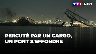 Etat durgence à Baltimore  percuté par un cargo un pont seffondre des personnes recherchées [upl. by Rydder]