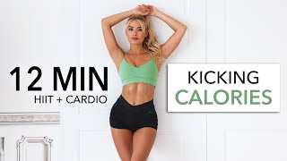 12 MIN KICKING CALORIES  Fun Cardio HIIT Workout  not dancy suitable to do in public [upl. by Harat]