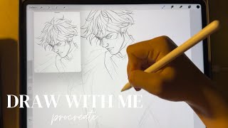 Drawing a character from rough sketch to detailed drawing draw with me 19  iPad procreate [upl. by Yanej]