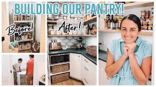 BUILDING A WALKIN PANTRY  AFFORDABLE DIY  PANTRY TOUR amp ORGANIZATION [upl. by Kashden]