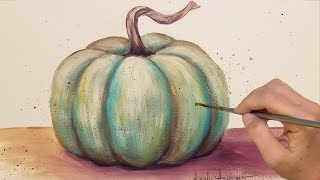 Easy Acrylic Tutorial Pumpkin on Burlap Canvas LIVE Painting [upl. by Ardehs316]