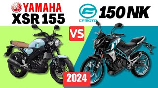 Yamaha XSR 155 vs CF Moto 150 NK  Side by Side Comparison  Specs amp Price  2024 [upl. by Kelam973]