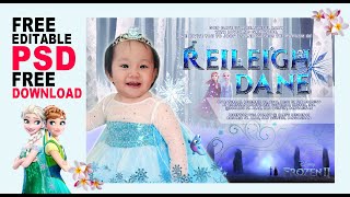 Frozen  Frozen II Invitation Card Layout for Birthday  FREE DOWNLOAD PSD FILE [upl. by Petrine]