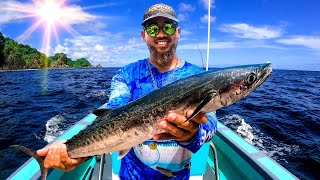 TOBAGO FISHING  CASTARA BEACH  TROLLING  KINGFISH  ALMACO JACK [upl. by Akeret875]