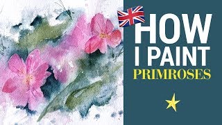 Primroses in watercolor  ENGLISH VERSION [upl. by Nottnerb595]