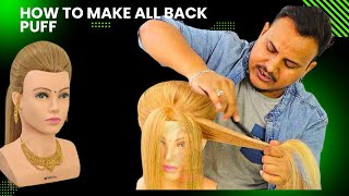 How to make all back puff hairstyles  All back puff kaise banaye  wedding hairstyle for bridal [upl. by Hgierb176]