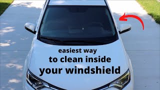 How To Easily ● Clean The INSIDE of Your Windshield  with zero streaks [upl. by Merrell717]