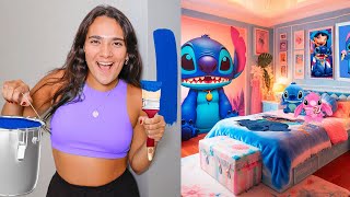 FIZ UMA TRANSFORMAÇÃO E CRIEI UM QUARTO DO STITCH NA MANSÃO [upl. by Enairda]