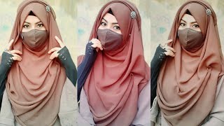 Full Coverage Jorjet Hijab TutorialFull coverage hijab style Sneha Hijab Queen 💜 [upl. by Tollman]