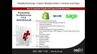 Shopify Exchange  How to import orders \ invoices from Shopify to Sage [upl. by Errehs]