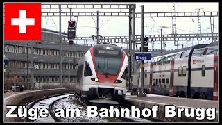 Züge am Bahnhof Brugg Aargau Schweiz 2017 [upl. by Moir]