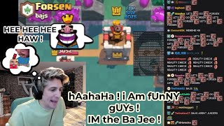 xQc getting rolled by Forsen in Clash Royale as he cant stop insulting Bajs [upl. by Anaujahs]