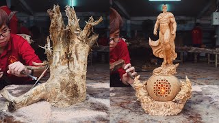 Carving SUPERMAN out of Wood  Glowing Incense Base  Woodworking technique and skill [upl. by Ilagam833]