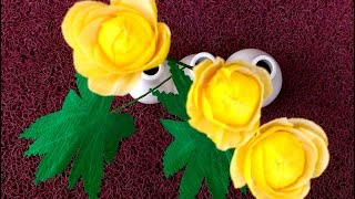 How to make Paper Flower Globeflower \ Trollius europaeus flower  145 [upl. by Cigam]