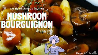 Mushroom Bourguignon Recipe  vegan  simple recipe [upl. by Cired847]