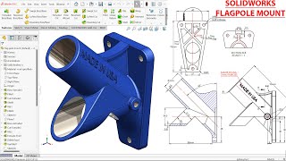 Flagpole Mount SolidWorks Advanced Tutorial [upl. by Gresham]