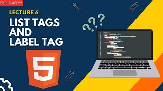 List tags and label tag in html  Web development course [upl. by Ymmas]