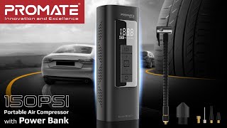 Ready to hit the road 🚗  150PSI Portable Air Compressor with PowerBank  PROMATE [upl. by Yancey]