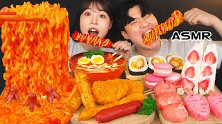 ASMR MUKBANG 편의점 직접 만든 불닭 떡볶이 양념치킨 김밥 디저트 먹방 amp 레시피 FRIED CHICKEN AND Tteokbokki EATING [upl. by Erej915]