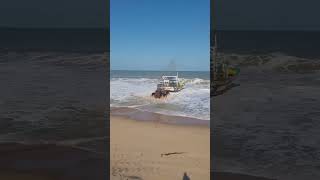 Launching a Fishing Boat amidst strong waves [upl. by Obbard]