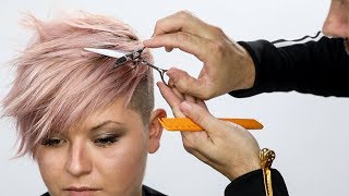 Pixie Haircut Tutorial Plus Bonus Pink Hair Color How To [upl. by Maia]