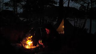 Solo Bushcraft and Wild Camping  Fishing  Catch and Cook  Traditional Woodsman Meal [upl. by Yanrahc]