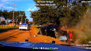 Perp In Stolen Hellcat Gets Ejected at 160mph  High Speed Pursuit [upl. by Eelac]