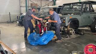 Land Rover Defender 90 Cummins R28 Turbo Diesel Engine Swap [upl. by Nauqyt]